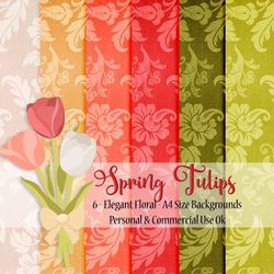 Spring Tulips - Elegant Floral A4 Backgrounds