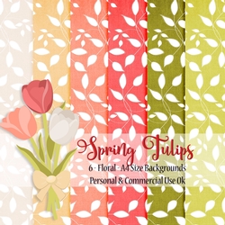 Spring Tulips - Floral A4 Backgrounds