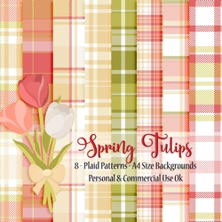 Spring Tulips - Seamless Plaid A4 Backgrounds