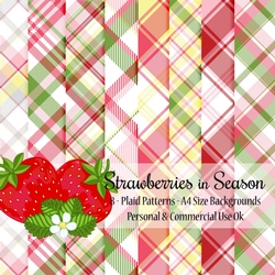 Strawberries in Season - Plaid A4 Backgrounds