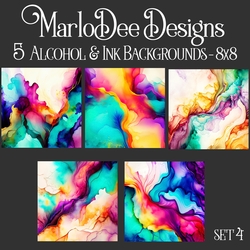 Colorful Alcohol & Ink Style 8c8 Backgrounds - set 4