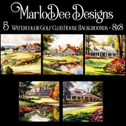 Watercolor Golf Club House 8x8 Backgrounds