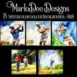 Watercolor Golfers 8x8 Backgrounds