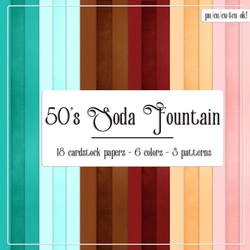 50s Soda Fountain Colors A4 Size Digital Cardstock Papers