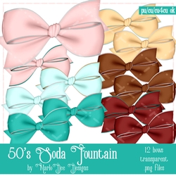 50s Soda Fountain Colors Digital Bow Graphics