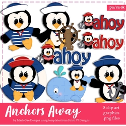 Anchors Away Penguin Clip Art Graphics