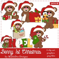 Benny the Bear First Christmas Clip Art Graphics