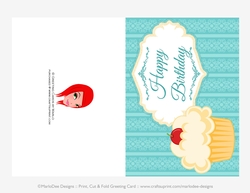 Vanilla Cupcake Happy Birthday Cut & Fold 5x7 Greeting Card d2 {CU OK}