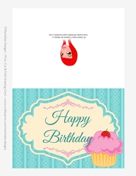 Pink Cupcake 5x7 Cut & Fold Birthday Greeting Card {CU OK}