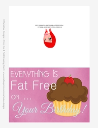 Funny Birthday Card - 5x7 Print Cut Fold Cupcake d2 Design