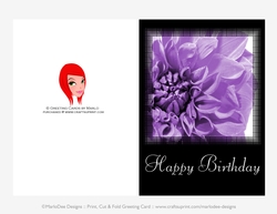Purple Carnation Flower 5x7 Happy Birthday Greeting Card {CU OK}