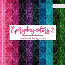 Everyday Colors 2 - Damask Patterns A4 Size Digital Backgrounds - Set 2