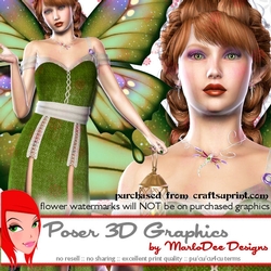 Nature Green Female Fairy Poser Graphics