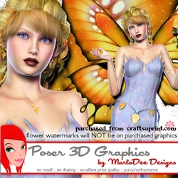 Golden Female Fairy with Golden Hair Poser Graphics