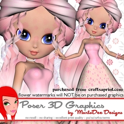 Cute Cookie Character Girl in a Pink Gown Poser Graphics