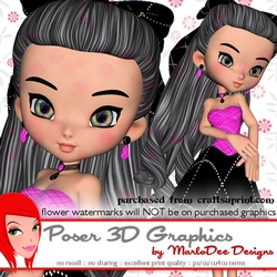 Cute Cookie Character Girl in a Black & Pink Color Dress Poser Graphics pkg2