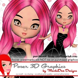Cute Cookie Character Girl in a Black Color Dress Poser Graphics 