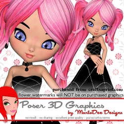 Cute Cookie Character Girl in a Black Color Dress Poser Graphics pkg2