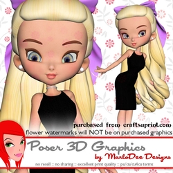 Cute Girl Cookie Character in a little Black Dress Poser Graphics