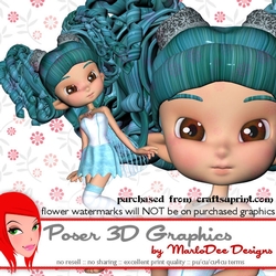 Cute Little Blue & White Cookie Character Fairy Poser Graphics