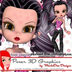 Punk Goth Style Cookie Character Poser Graphics pkg12