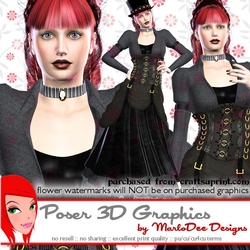 Vintage Steampunk Woman Poser Tube Graphics set 3
