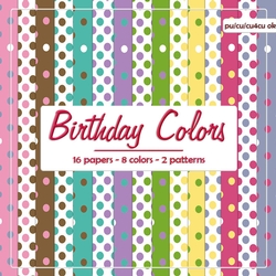 Birthday Colors 1 Digital Pattern Papers Backgrounds 1