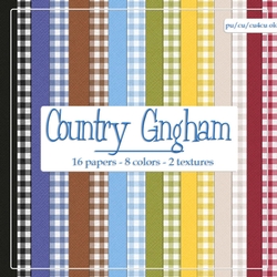 Country Colors Solids & Gingham Pattern A4 Digital Paper Backgrounds