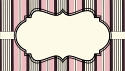 Pretty White Tag on Black, Pink and Cream Striped Background