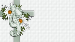 Pretty Green Cross with Daisy Flowers Background
