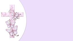 Pink Floral Cross with Butterflies Background