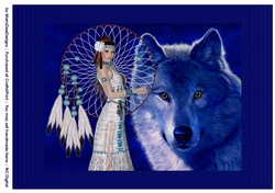 Native American Woman & Wolf A4 Topper