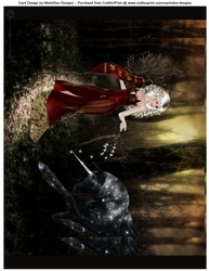 Fantasy Elf Queen with Black Unicorn A4 Topper