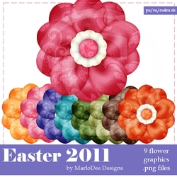 Easter Colors Digital Flowers pkg 3