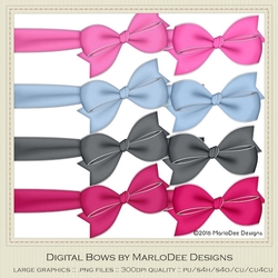 Girly Chic Colors Digital Bows pkg 1