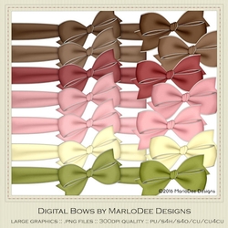 Ice Cream Sundae Colors Digital Bows pkg 2