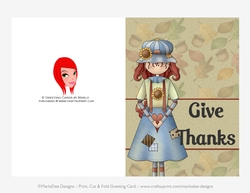 Give Thanks Country Girl Cut & Fold 5x7 Thanksgiving Card