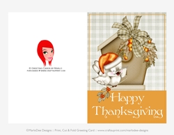 Happy Thanksgiving Bird & Birdhouse D3 Cut & Fold 5x7 Thanksgiving Card