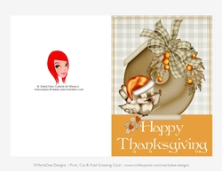Happy Thanksgiving Bird & Birdhouse D4 Cut & Fold 5x7 Thanksgiving Card