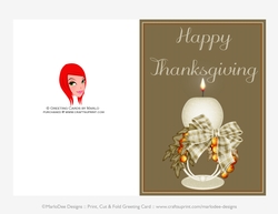 Happy Thanksgiving Candle D2 Cut & Fold 5x7 Thanksgiving Card