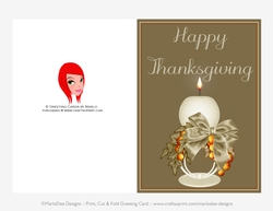 Happy Thanksgiving Candle D3 Cut & Fold 5x7 Thanksgiving Card