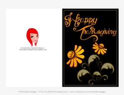 Happy Thanksgiving Flowers D2 Cut & Fold 5x7 Thanksgiving Card