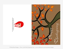 Happy Thanksgiving Tree Design Cut & Fold 5x7 Thanksgiving Card