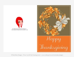Happy Thanksgiving Wreath D1 Cut & Fold 5x7 Thanksgiving Card