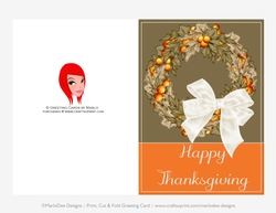 Happy Thanksgiving Wreath D2 Cut & Fold 5x7 Thanksgiving Card
