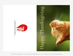 Happy Thanksgiving Cat D1 Cut & Fold 5x7 Greeting Card