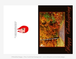 Happy Thanksgiving Fall Colors Road D1 Cut & Fold 5x7 Greeting Card
