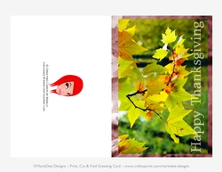 Happy Thanksgiving Leaves D2 Cut & Fold 5x7 Greeting Card