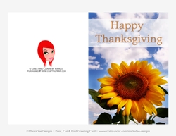 Happy Thanksgiving Sunflower D1 Cut & Fold 5x7 Greeting Card