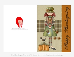 Happy Thanksgiving Country Girl D1 Cut & Fold 5x7 Greeting Card